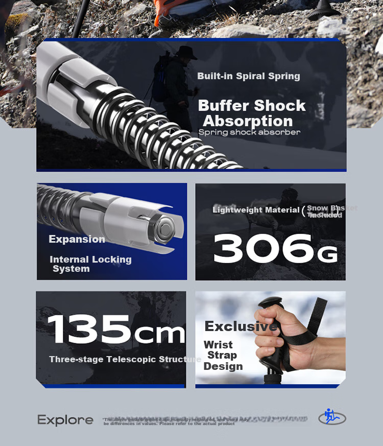 Треккинговые палки SupFire Outdoor Hiking Pole, алюминиевый сплав, телескопические, для детей и пожилых, легкие, с амортизацией, для походов и альпинизма
