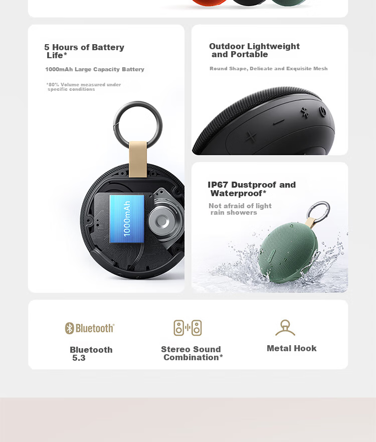 MI REDMI Bluetooth Speaker 2 Green - портативная Bluetooth-колонка с защитой от пыли и воды IP67, долгим временем работы и слотом для карт памяти