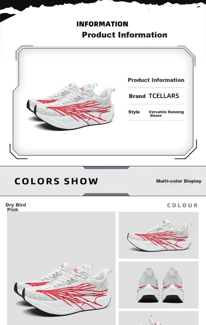 Кроссовки Tcellars Running Shoes, мужские кроссовки для бега, модель Qian Niao Fen, размер 37, цвет Тысяча птиц розовый