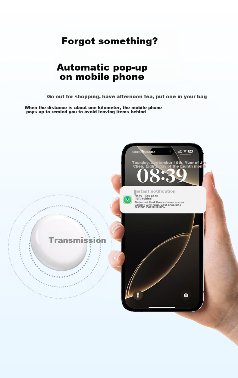Bluetooth-трекер Chuanying для поиска вещей, анти-потеря, точный локатор, совместим с Apple устройствами, для ключей, багажа, домашних животных, детей, пожилых людей