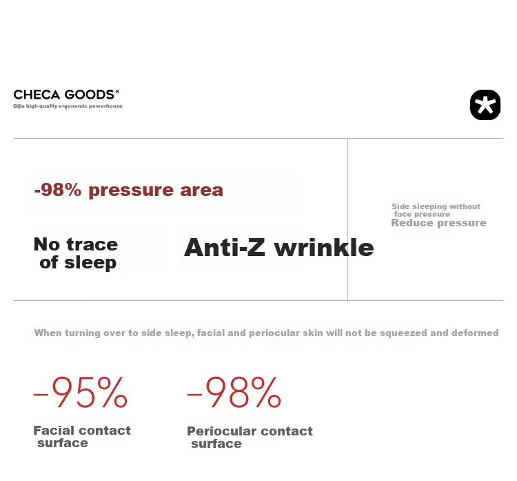 Подушка для сна CHECA GOODS Anti-Wrinkle Beauty Pillow, ортопедическая, с поддержкой шеи, для сна на боку, без давления на лицо, для взрослых, 55x35.5x8 см