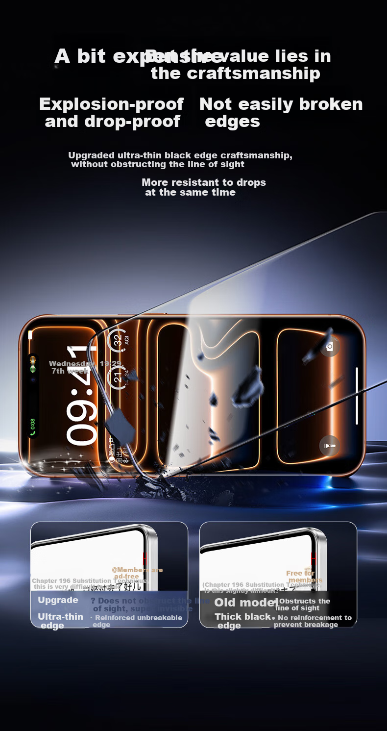 Защитное стекло KOOLIFE для Apple iPhone 17 Pro, полное покрытие, противоударное, антиотпечатки, HD, ультратонкое, 2 шт.