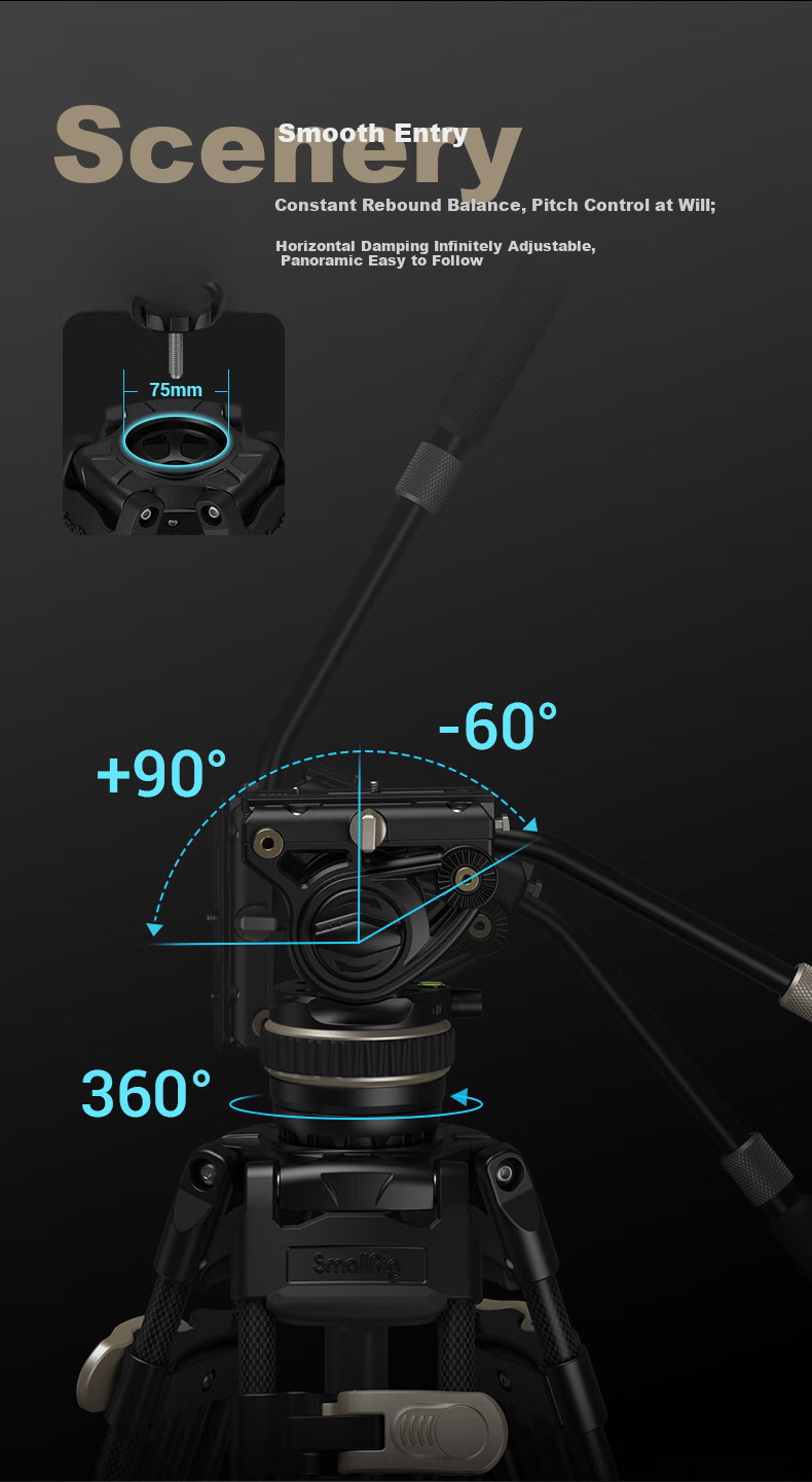 Профессиональный штатив SmallRig AD-100, карбоновый, с гидравлической головкой, для видеосъемки и фотосъемки