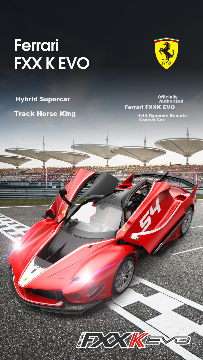 Радиоуправляемая машина Rastar Ferrari FXX K EVO, масштаб 1:14, красная, 34.6 см, подарочный набор