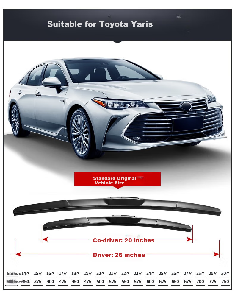 Щетки стеклоочистителя Paisu для Toyota Avalon 2019-2025, 26/20 дюймов, бескаркасные, резиновые