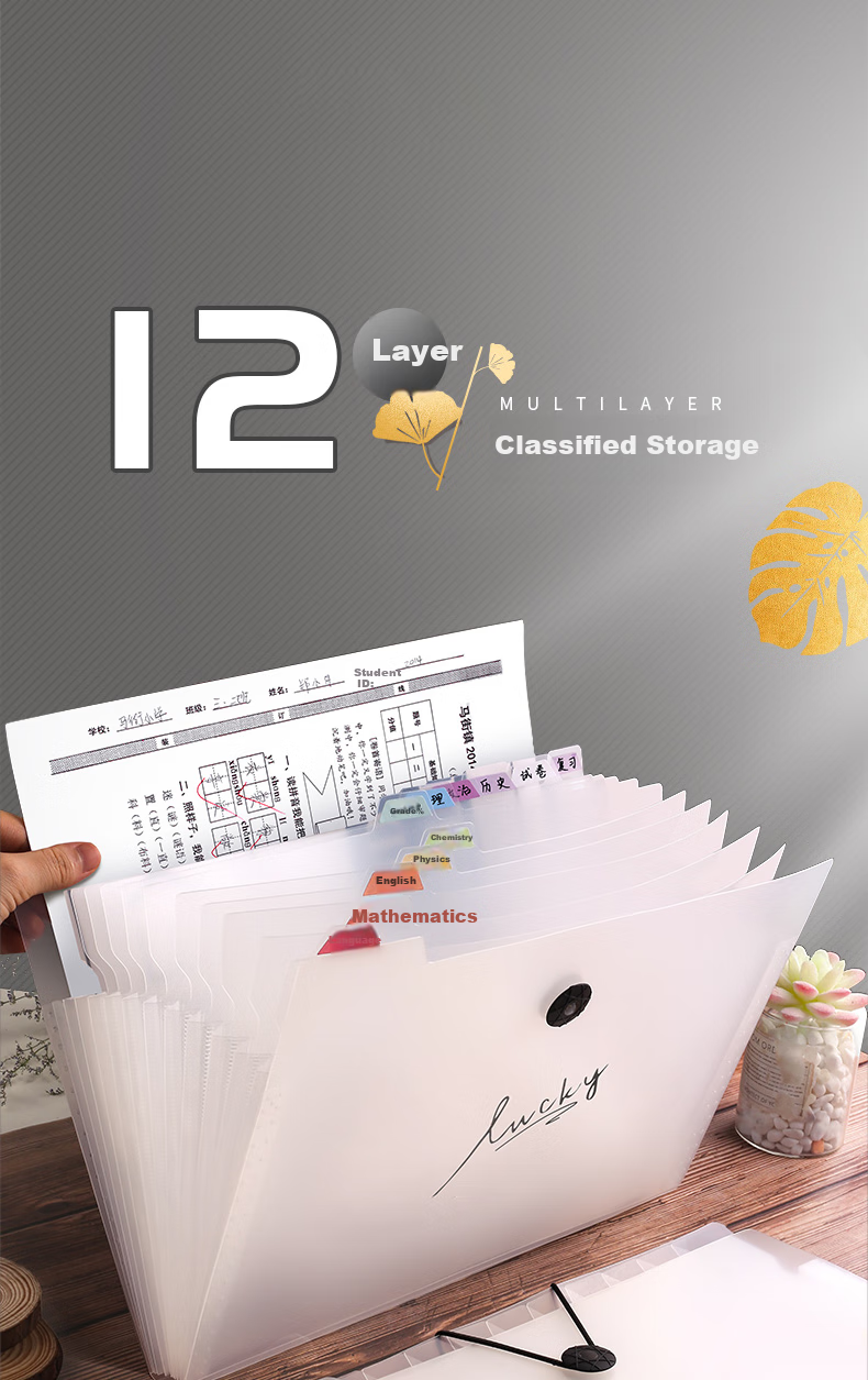 Органайзер Jinzhi, 2 шт., 12 слотов, А4, прозрачный, для документов, экзаменационных работ