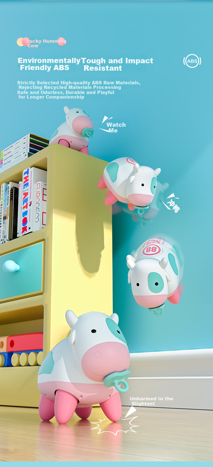 Развивающая игрушка JUMP HERO "Веселая коровка", музыкальная, интерактивная, для детей от 3 месяцев