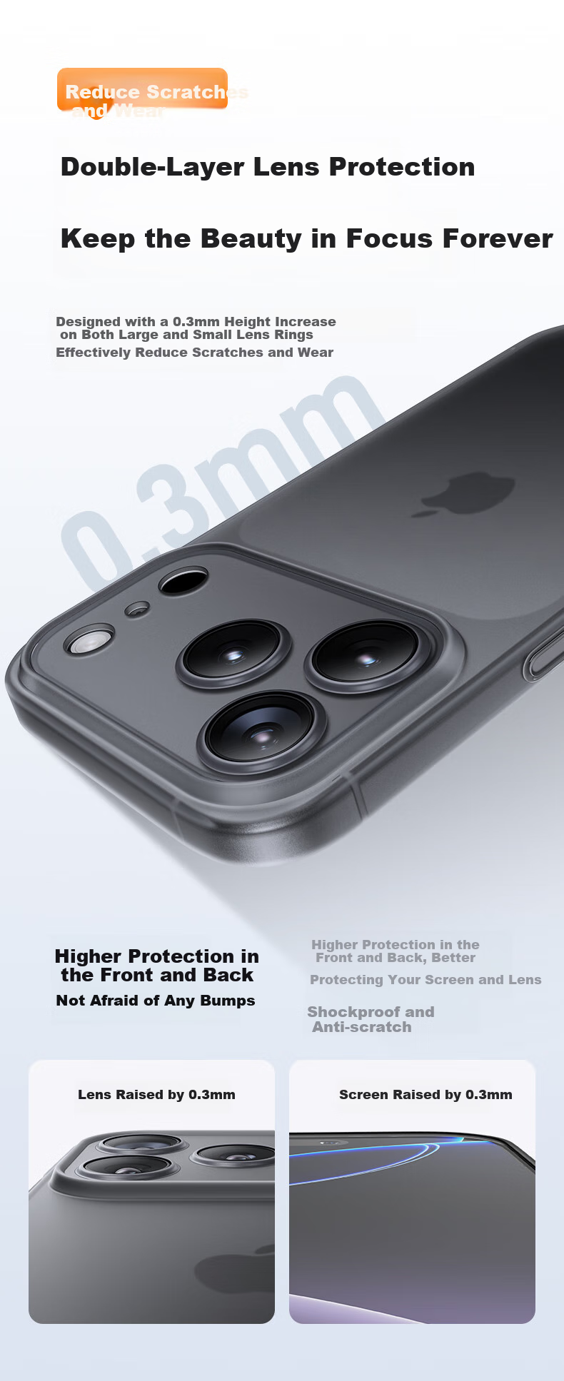 Чехол для Apple iPhone 17 Pro Mofei, ударопрочный, полупрозрачный, матовый, с защитой камеры, с охлаждением, противоскользящий, синий