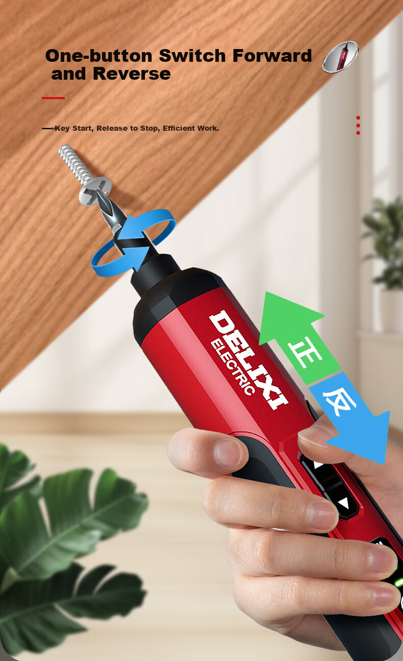 Аккумуляторная отвертка DELIXI ELECTRIC, бытовая, мини, 4 В, с прямым корпусом