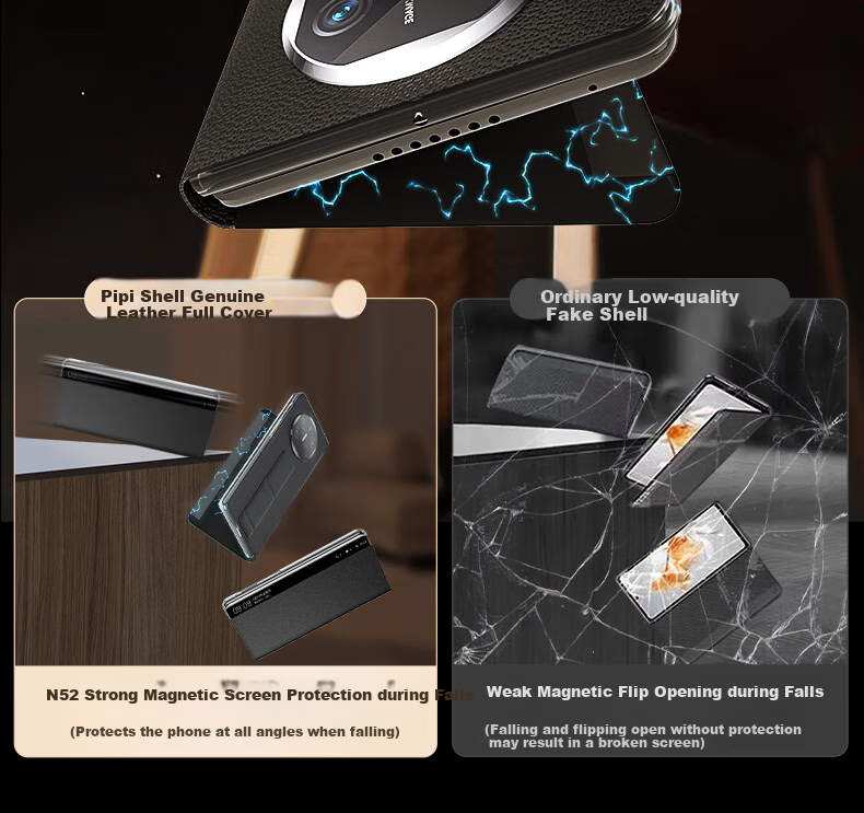 Чехол-книжка Pipiqiao для Huawei Mate X5, кожаный, с защитой от падения, ультратонкий, с окном Smart View, цвет "Phantom Purple"