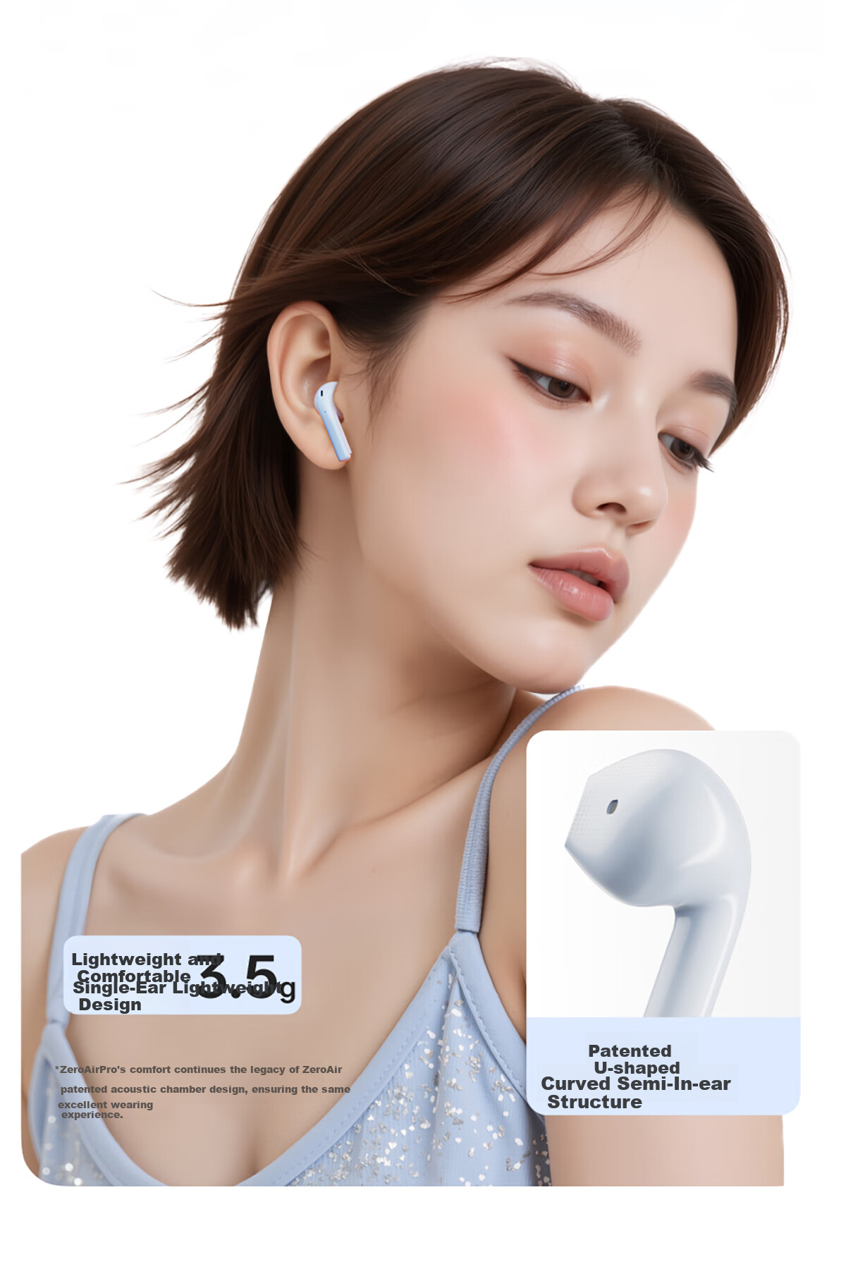 Беспроводные наушники Manbuzhehuazai Zero Air Pro, полувнутриканальные, Bluetooth 6.0, 41 час работы, цвет "Кокосовое молоко"