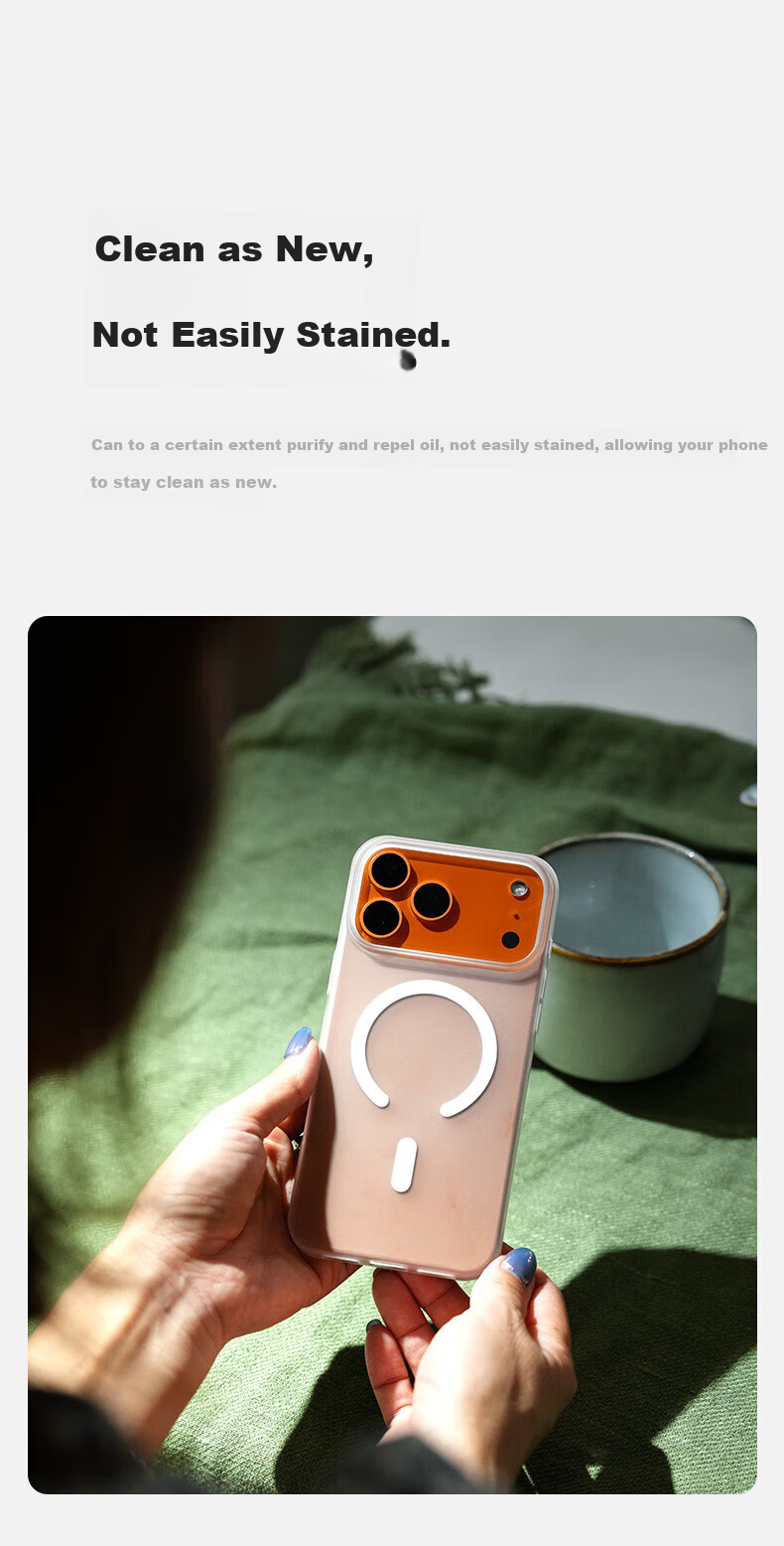 Чехол LLUNC для Apple iPhone 17 Pro Max, противоударный, с защитой камеры, с поддержкой MagSafe, полупрозрачный белый