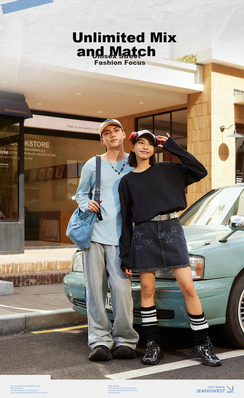 Мужская футболка с длинным рукавом JEANSWEST LIFE, трендовая, из чистого хлопка, свободная, с круглым вырезом, однотонная, для студентов