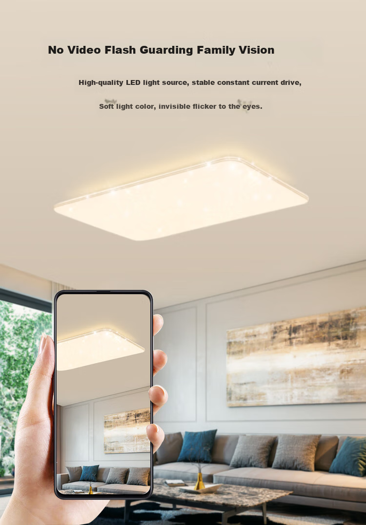 Потолочный светильник NVC LED с золотым ободком, звездное небо, для спальни и столовой, с трехцветным диммированием, 36 Вт