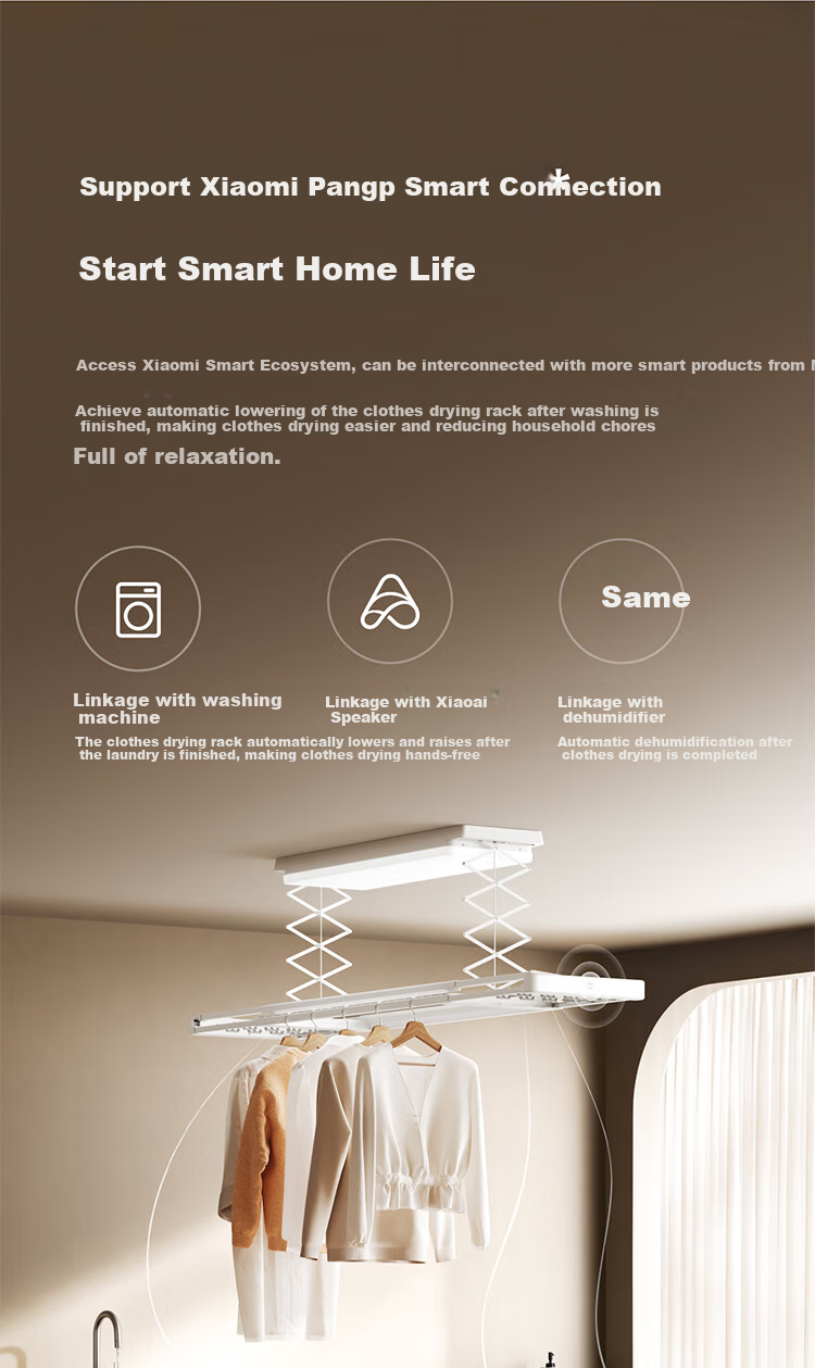 Умная сушилка для белья Mijia Smart Clothes Drying Rack 2 Pro, электрическая, невидимая, с 3D изогнутым купольным светом