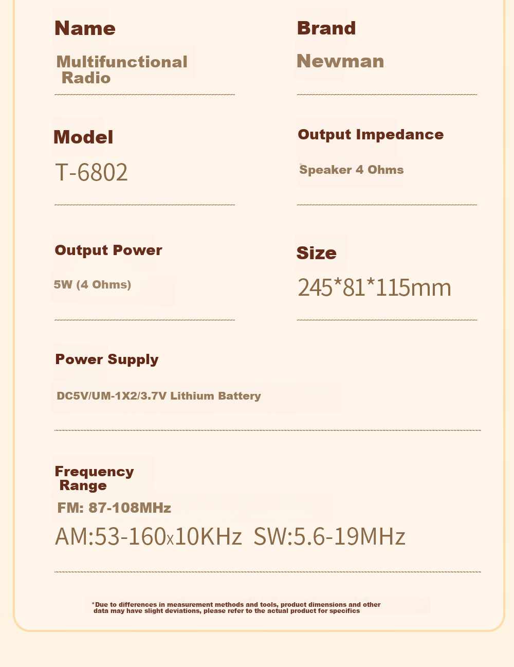 Радиоприемник Newmine T-6802, полнодиапазонный, ретро, настольный, с Bluetooth, для пожилых