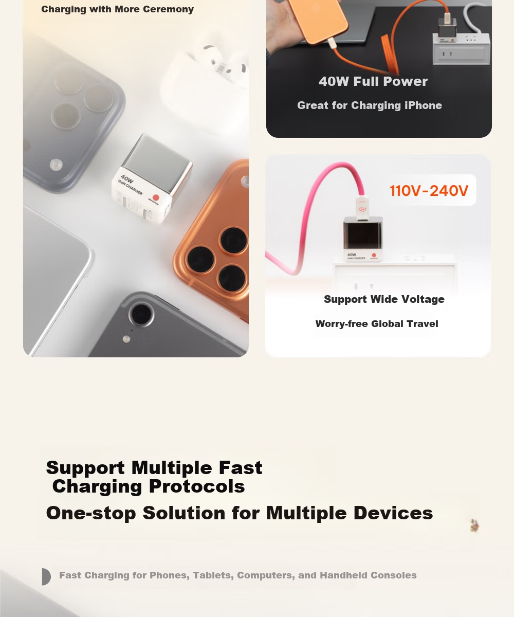Зарядная головка CANDYSIGN Candy Factory Hard Candy A, 40W GaN, быстрая зарядка PD3.2, совместима с IPad, Apple 17/16, Android Type-C