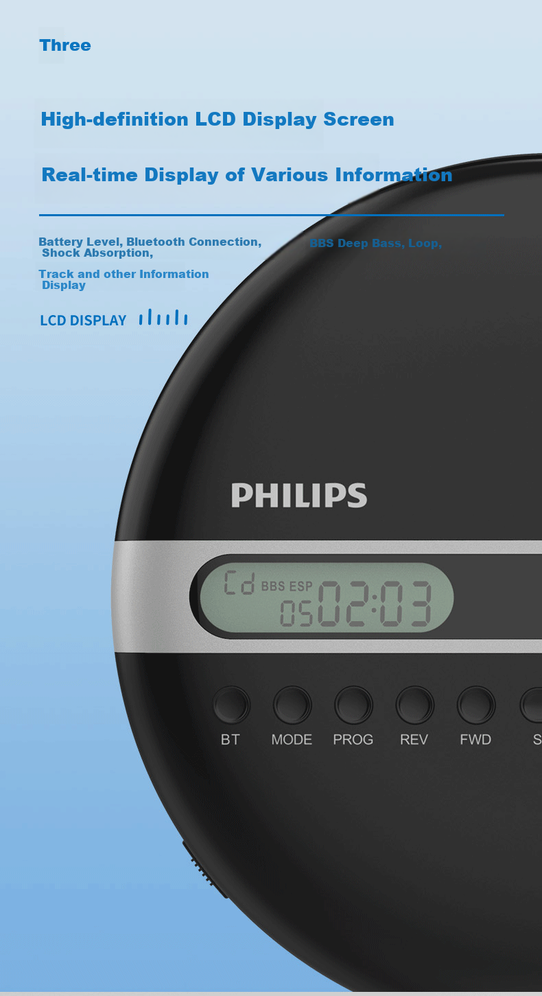 Портативный CD-плеер PHILIPS EXP2368 с Bluetooth, антишок, черный