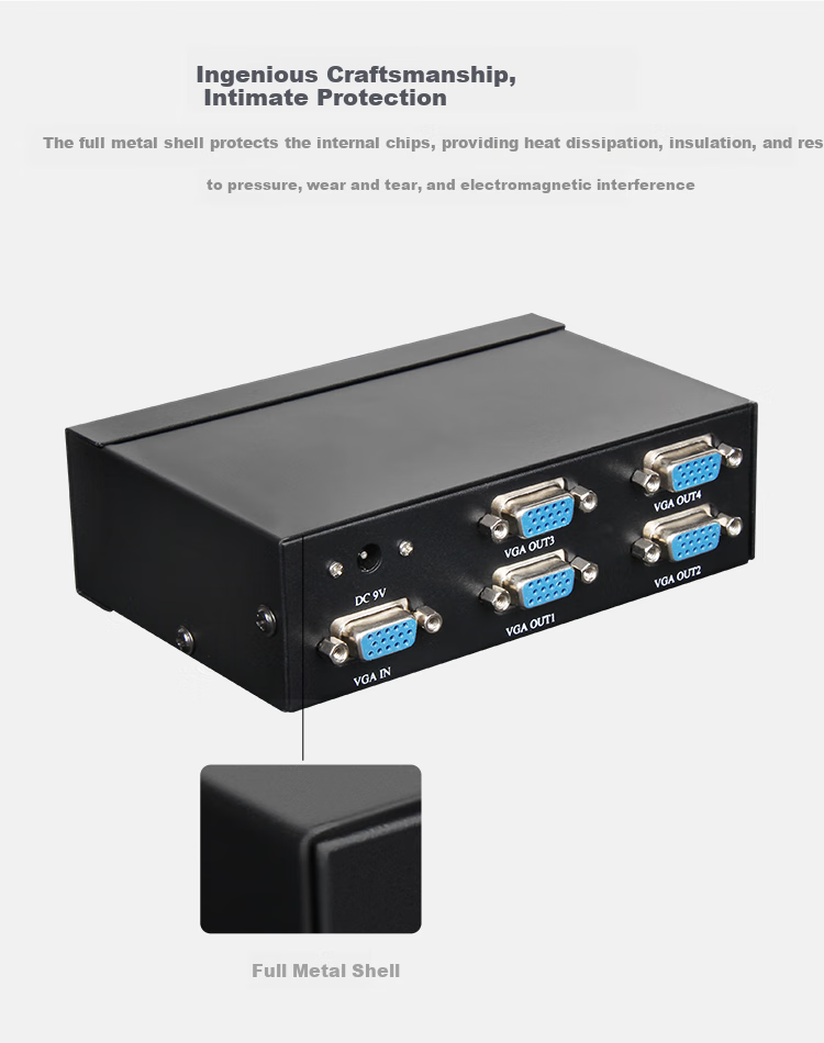 UNITEK U-8707 VGA сплиттер, 1 вход / 4 выхода, HD видео, разветвитель VGA монитора, видео удлинитель
