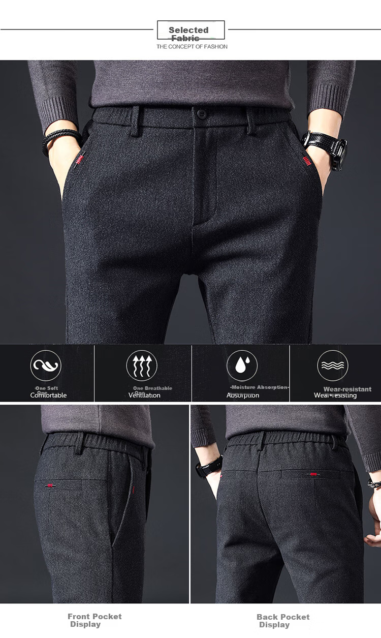 Мужские повседневные брюки RED DRAGONFLY, осенне-зимняя мода, узкие универсальные прямые деловые повседневные трендовые брюки, черные, размер 28