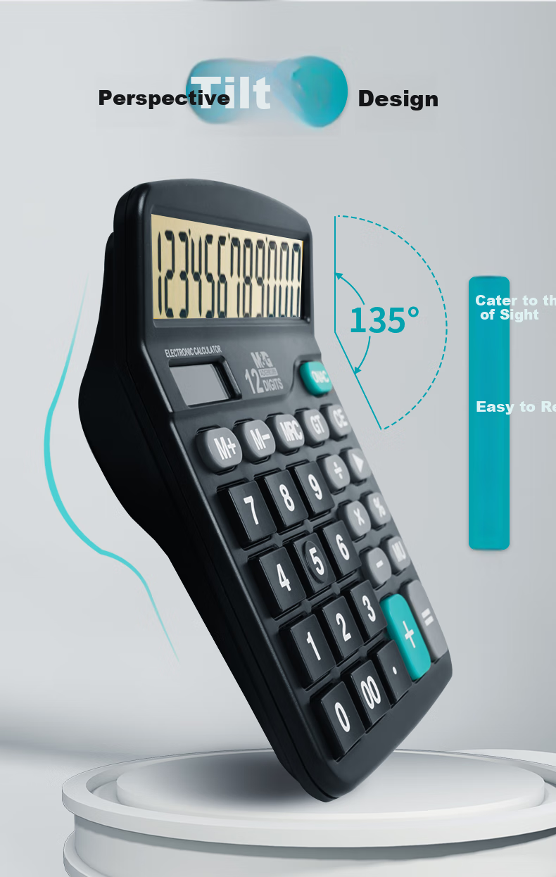 Калькулятор M&G 837, двойное питание (солнечный и батарея), настольный, 12-разрядный, большой экран, офисные принадлежности, ADG98189
