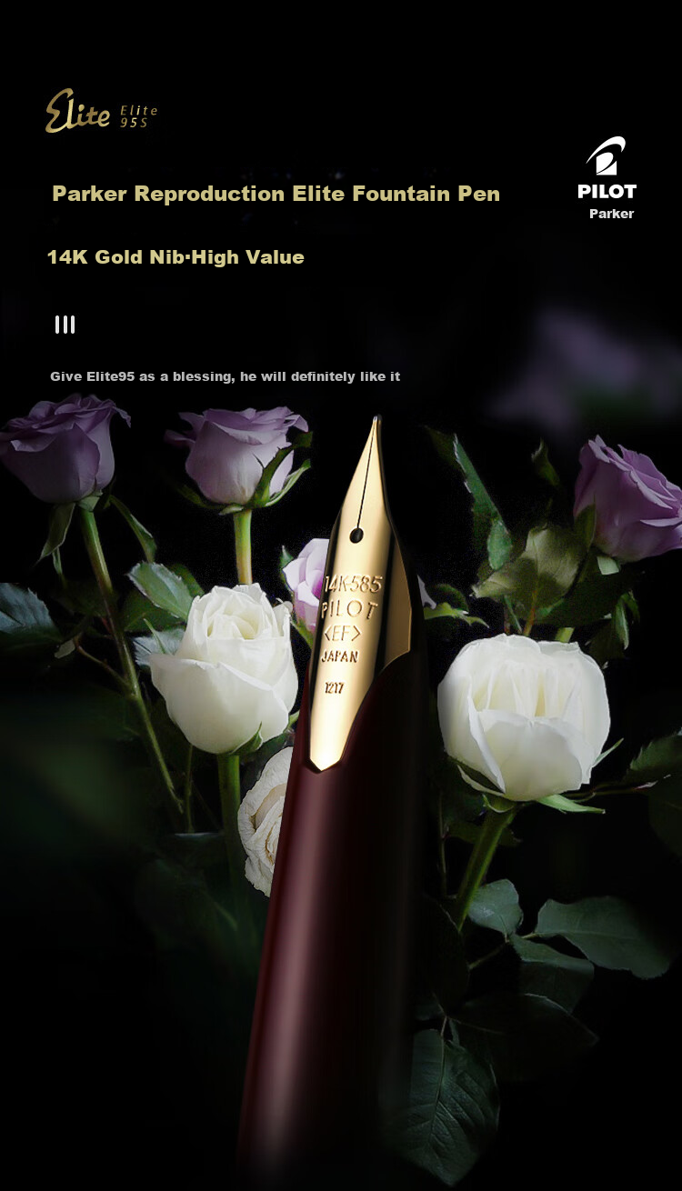 Перьевая ручка PILOT Elite95s, 14 карат, золото, чернила, для каллиграфии, бизнеса, шампань