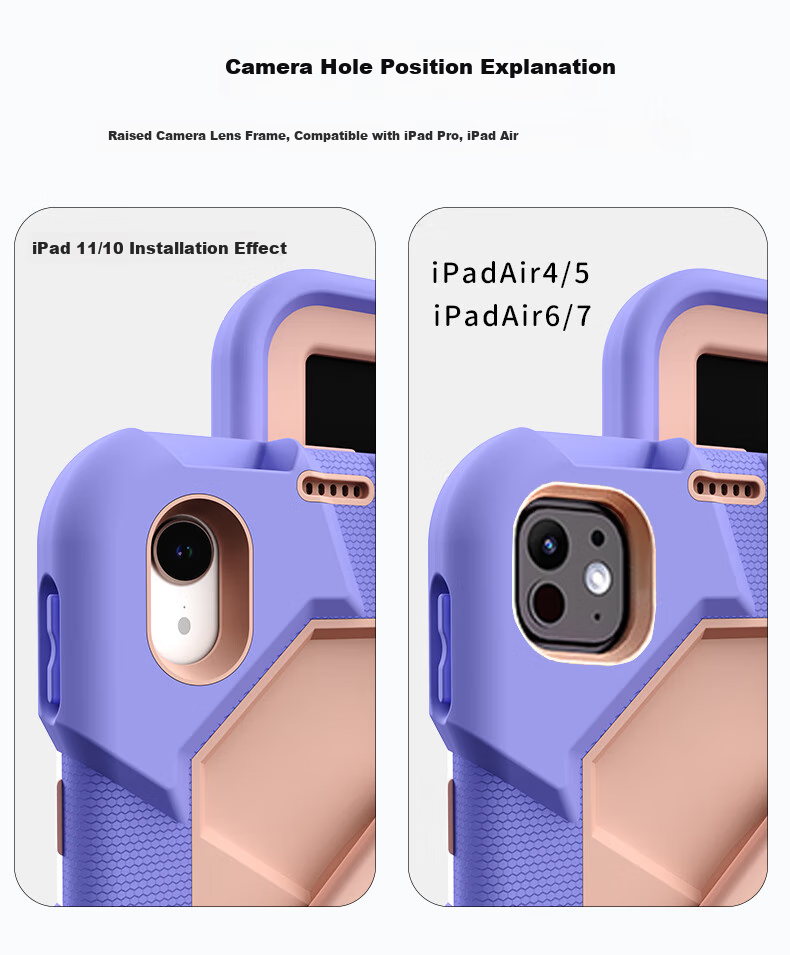 Защитный чехол RBP для iPad 10/11 дюймов (A16 чип, 10-е поколение) с вращающейся подставкой на 360°, полноразмерная силиконовая защита, противоударный, цвет "Лавандовый - Розовое золото"