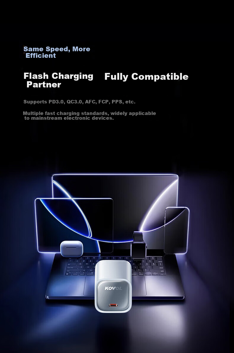Зарядная головка KOVOL, 45W, Type-C, GaN, быстрая зарядка для iPhone 17/16/15 Pro Max