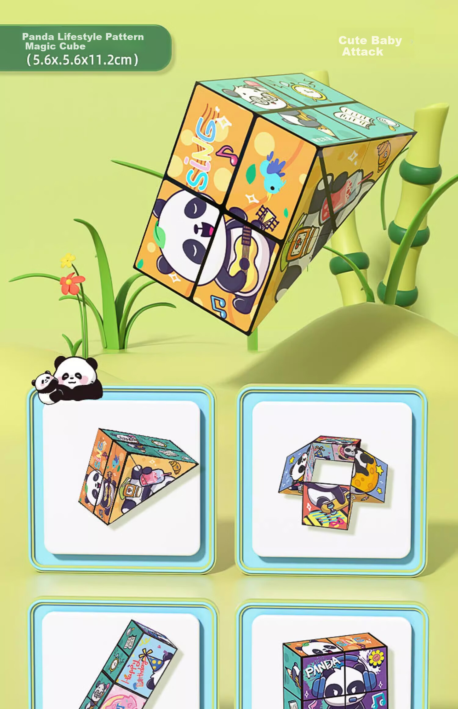 Lankupa Panda Transformable Infinite Cube, 3D строительные блоки, развивающая игрушка для детей 3-6 лет, подарок на Новый год для девочек