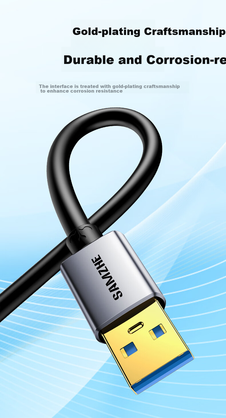 USB 3.0 удлинительный кабель SAMZHE LK-50, 5 метров, AM/AF, алюминиевый сплав, черный