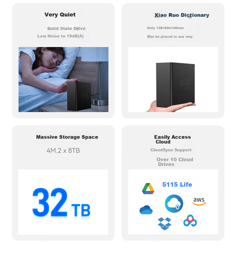 TERRA MASTER F4 SSD: персональное облако NAS с 5 Гбит/с Ethernet, 4 отсека для SSD, процессор Intel Quad-Core, 8 ГБ ОЗУ, AI-сервер для дома, резервное копирование фото, расширение памяти телефона и компьютера.