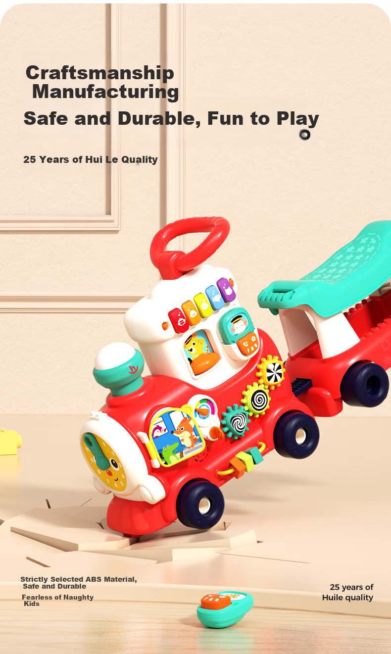 Развивающий поезд HUILE TOYS для детей от 1 до 3 лет, ходунки для малышей, подарок на день рождения, развивающая игрушка