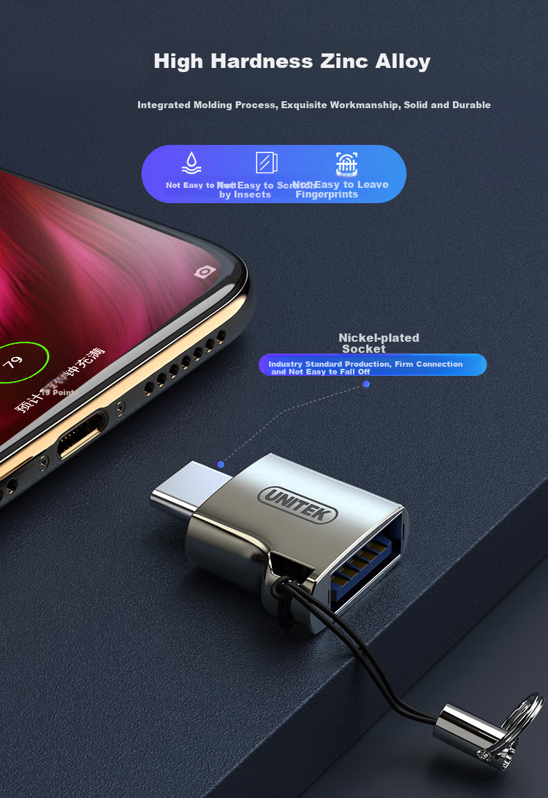 Адаптер UNITEK USB-C на USB 3.0 OTG Y-A025GNI