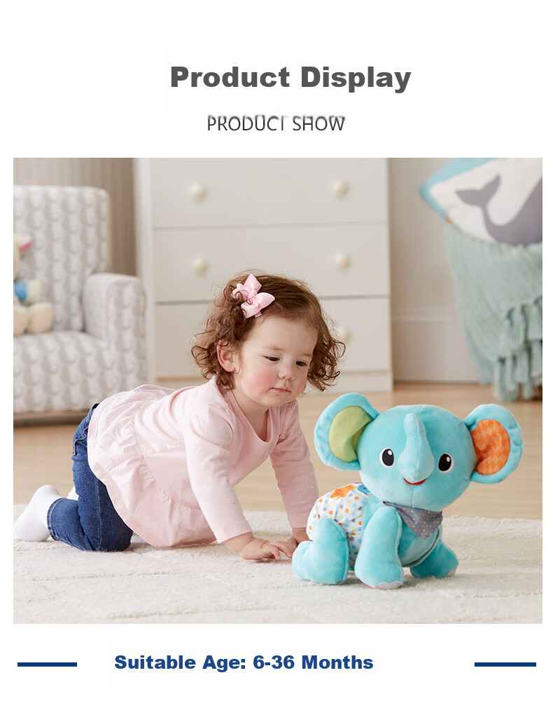 Игровой коврик VTech "Учимся ползать с маленьким слоненком", развивающий, музыкальный, для детей от 6 месяцев