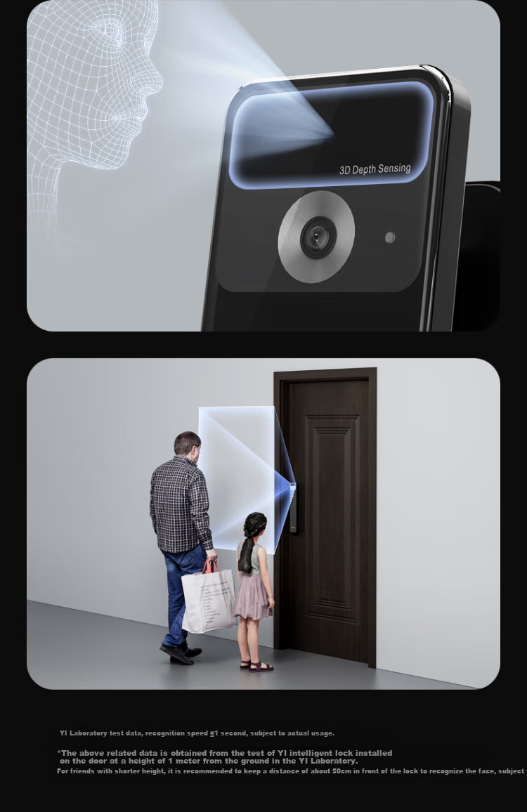 Умный дверной замок EZVIZ Y3000FVX Plus, 3D распознавание лица, поддержка сканирования вен ладони без отпечатков пальцев, двойные камеры с двумя обзорами, автоматический видеоглазок для входной двери