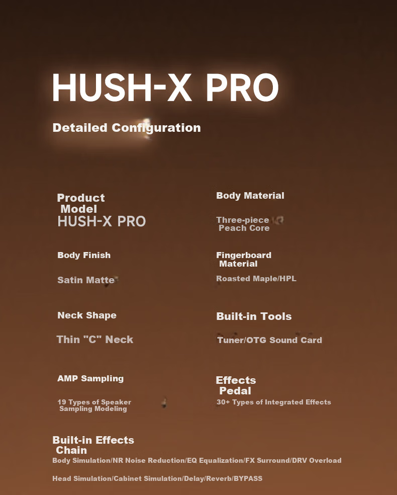 Электрогитара DONNER HUSH-X PRO, безголовая, портативная, смарт-гитара, металлическая белая