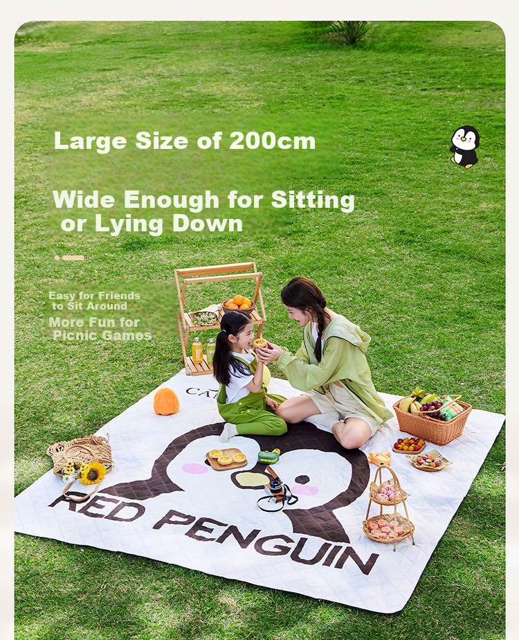 Коврик CAMEL Red Penguin для пикника, водонепроницаемый, уличный, для кемпинга, размер 200x200 см