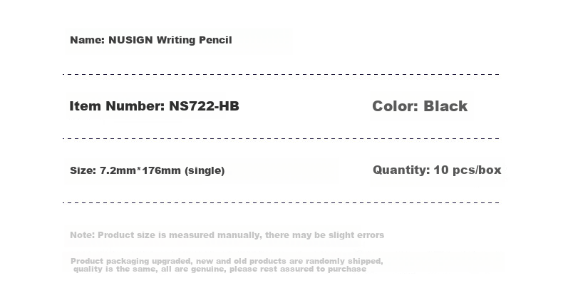 Карандаши чернографитные NUSIGN NS722-HB, набор из 10 шт., шестигранный корпус, черный