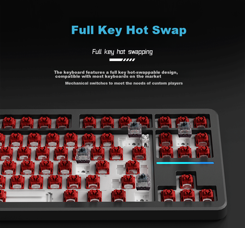 Беспроводная механическая клавиатура EWEADN X87 Ultra, 87 клавиш, RGB подсветка, Bluetooth, USB Type-C, белый