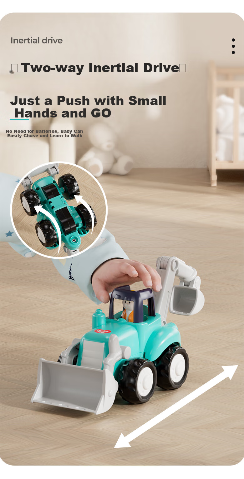 Набор строительной техники HUILE TOYS для детей от 1 года, 4 шт., инерционные машинки: экскаватор, бульдозер, погрузчик, самосвал
