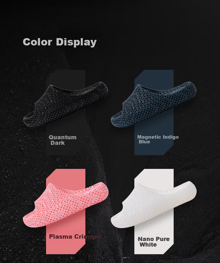 JD Original [3D Printed Slippers] Нескользящие уличные дышащие весенне-летние мягкие эластичные спортивные сандалии-шлепанцы Quantum Dark Black 44