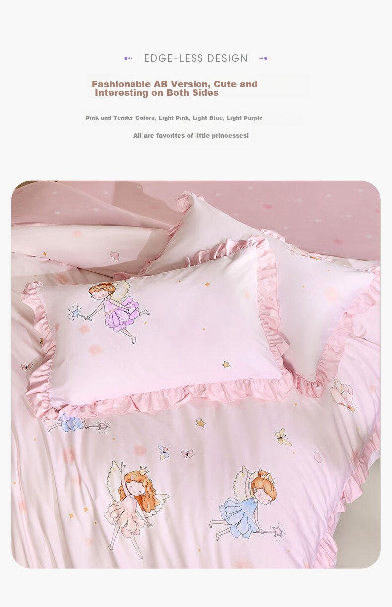Комплект постельного белья Luolaikids, детский, 3 предмета, 150x215 см, хлопок 60S, класс А, "Маленькая фея"