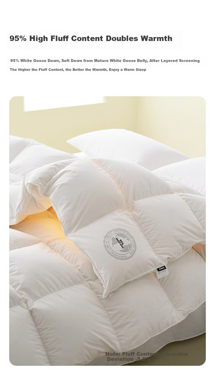 Одеяло Dohia Home Textile, 95% белый гусиный пух, зимнее, утолщенное, 229x230 см