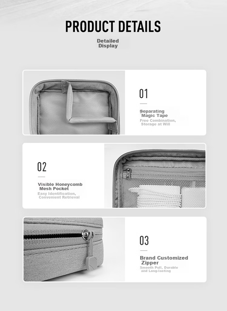 Pack All Сумка-органайзер для кабелей, пауэрбанка, жесткого диска и наушников, защитный чехол для цифровых аксессуаров, серая