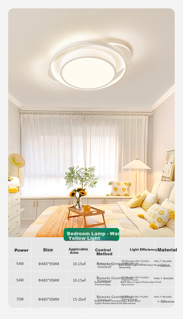 Потолочный светильник NVC Nordic Cream Style Zhongshan, комфортное освещение для спальни, защита глаз, высокая цветопередача, голосовое управление, умный контроль, белый элегантный абажур
