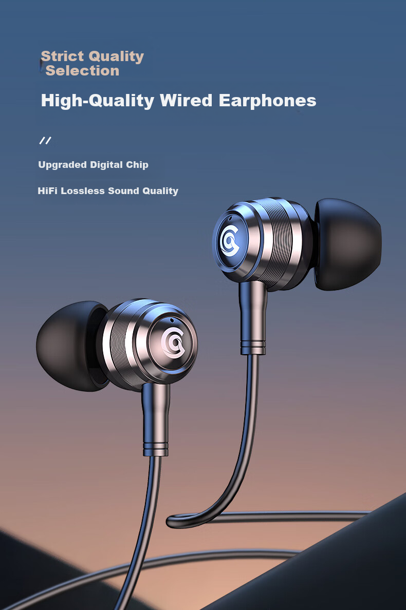 Проводные наушники Chengao In-Ear, черные, разъем 3.5 мм