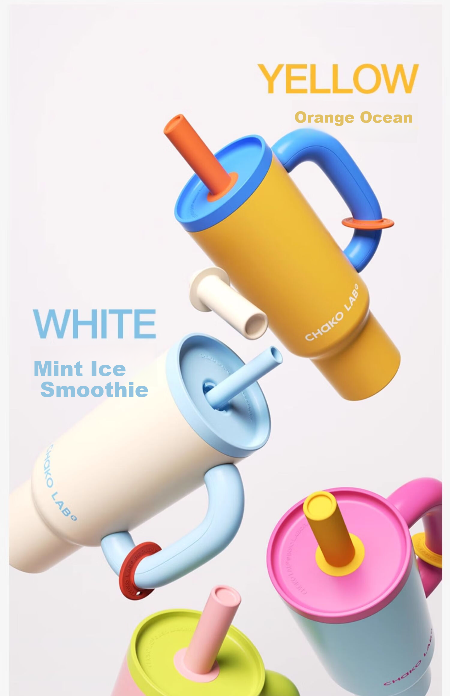 Термокружка Chakolab Office Straw Ice King, большая емкость, сохраняющая холод, из нержавеющей стали, для женщин, для автомобиля, 1100 мл, Розовый снежный шар