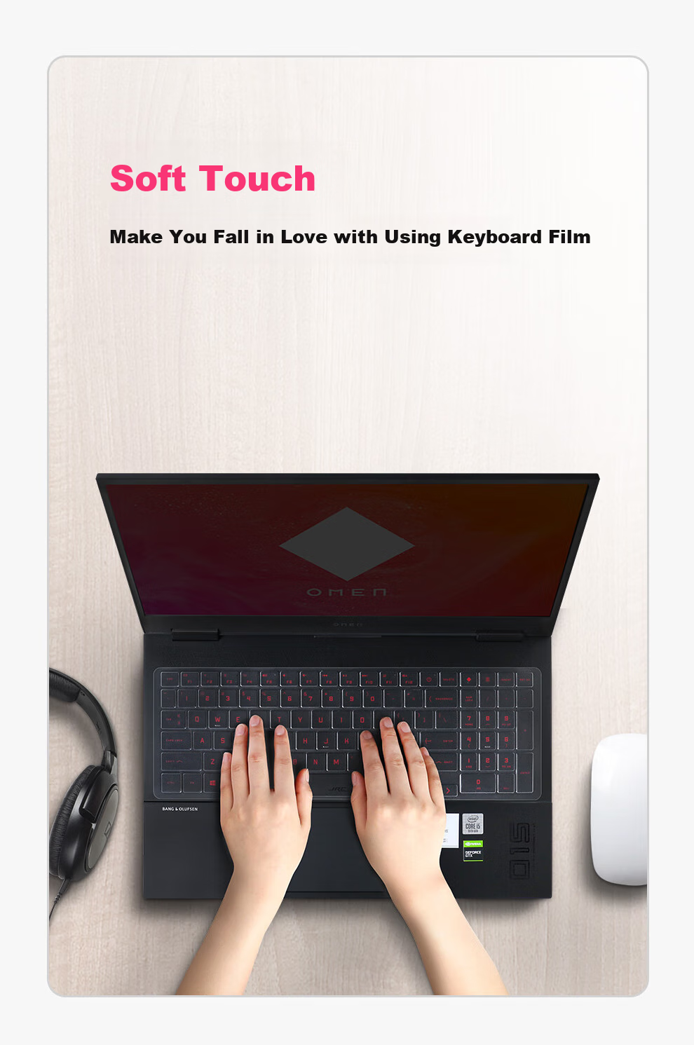 Защитная пленка для клавиатуры Jichuan HP Shadow Elf 11/10/9 Intel/8 Pro, ультратонкая прозрачная TPU, пылезащитная, водонепроницаемая