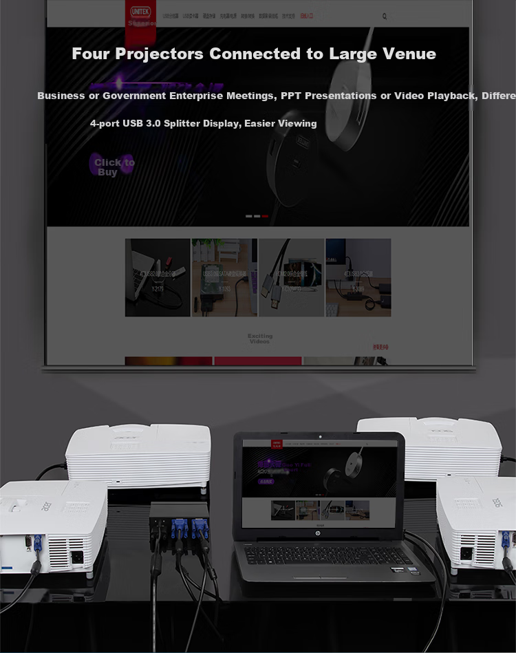 UNITEK U-8707 VGA сплиттер, 1 вход / 4 выхода, HD видео, разветвитель VGA монитора, видео удлинитель