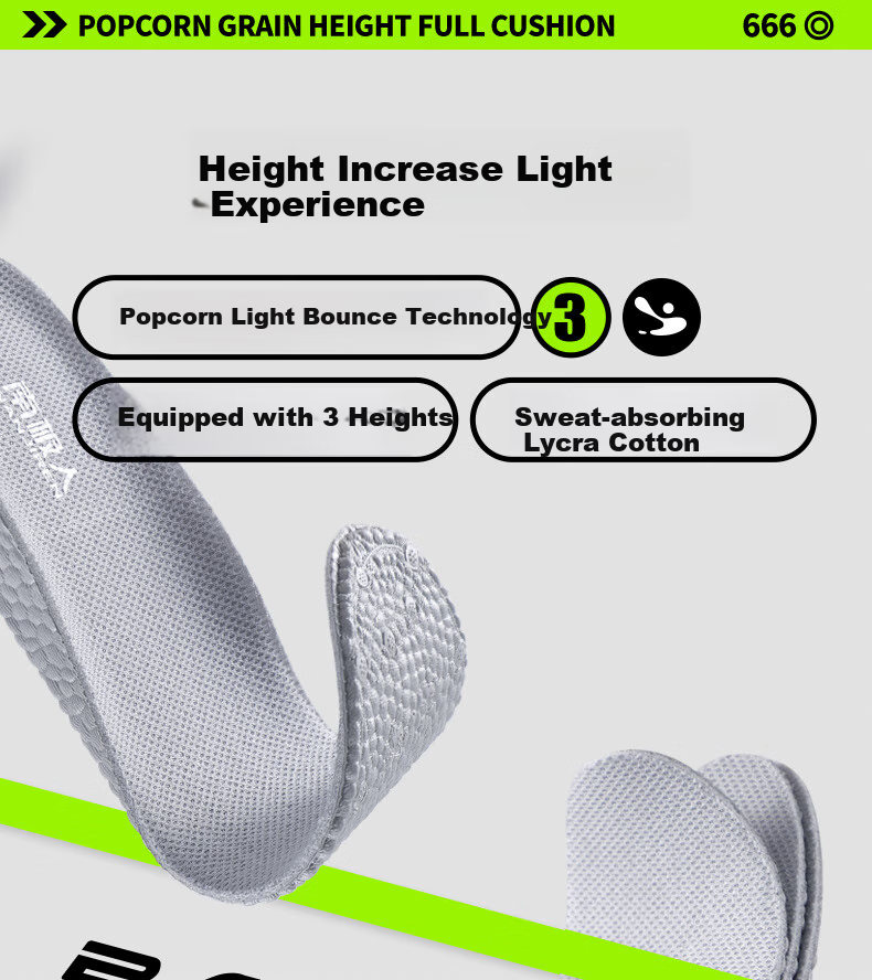 Стельки Nanjiren Boost Lightweight, увеличивающие рост, невидимые, впитывающие пот, спортивные, амортизирующие, полноразмерные для мужчин и женщин, 2,5 см, размер 41-42
